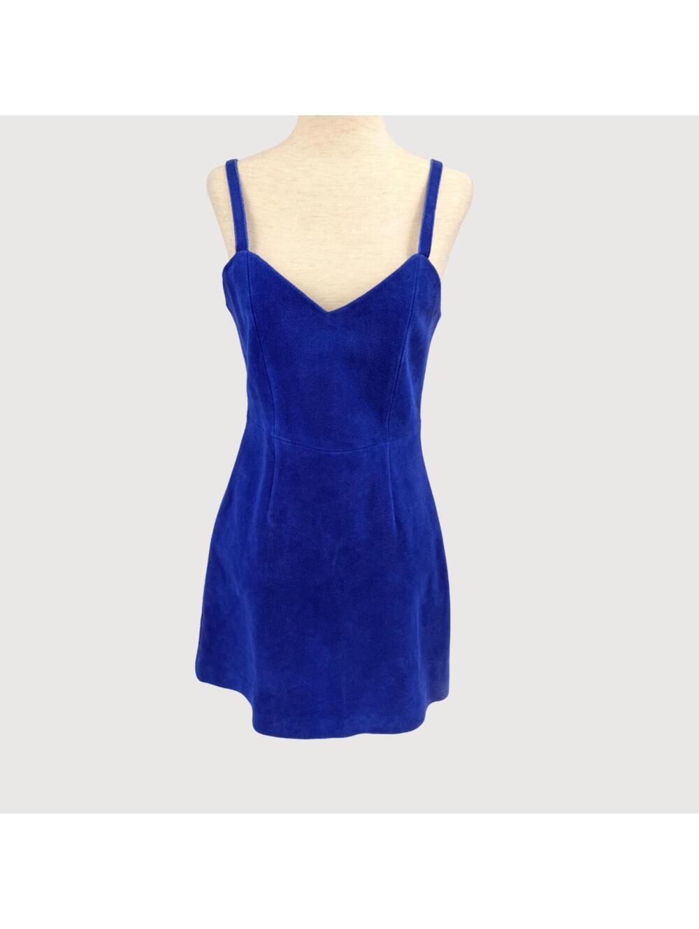 SLY Suede Mini A-Line Dress Blue S